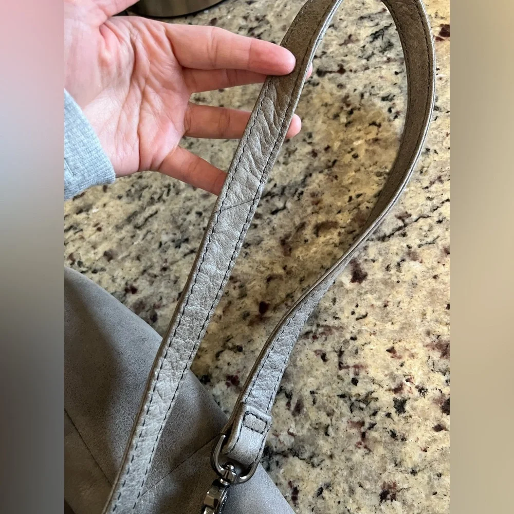 HOBO Pier Leather Gray Titanium Shoulder Bag - Picture 13 of 13